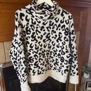 UGG Black and White Animal Print Turtleneck Sweater